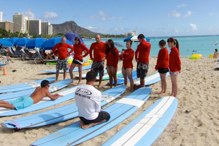 a group of people sitting at a beach